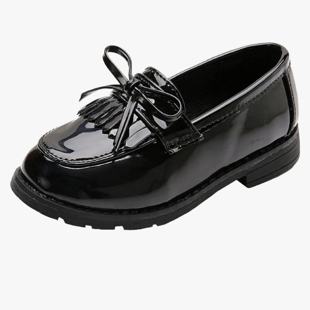 Patent Leather Penny Loafer Slip On Tassel Bow Flats School Uniform Dress Shoes